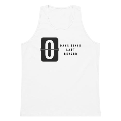 White tank top with a black square design and text on a white background