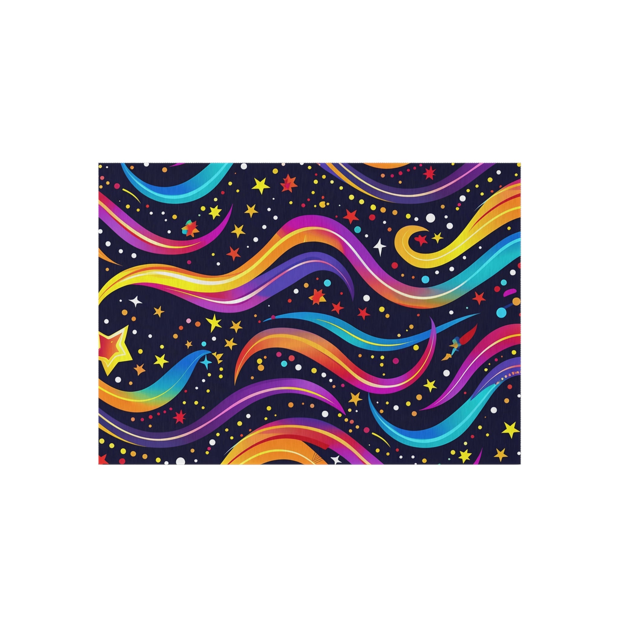 Colorful Shooting Stars Rainbow Wave outdoor rug for EDM rave festivals