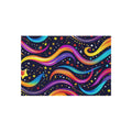 Colorful Shooting Stars Rainbow Wave outdoor rug for EDM rave festivals