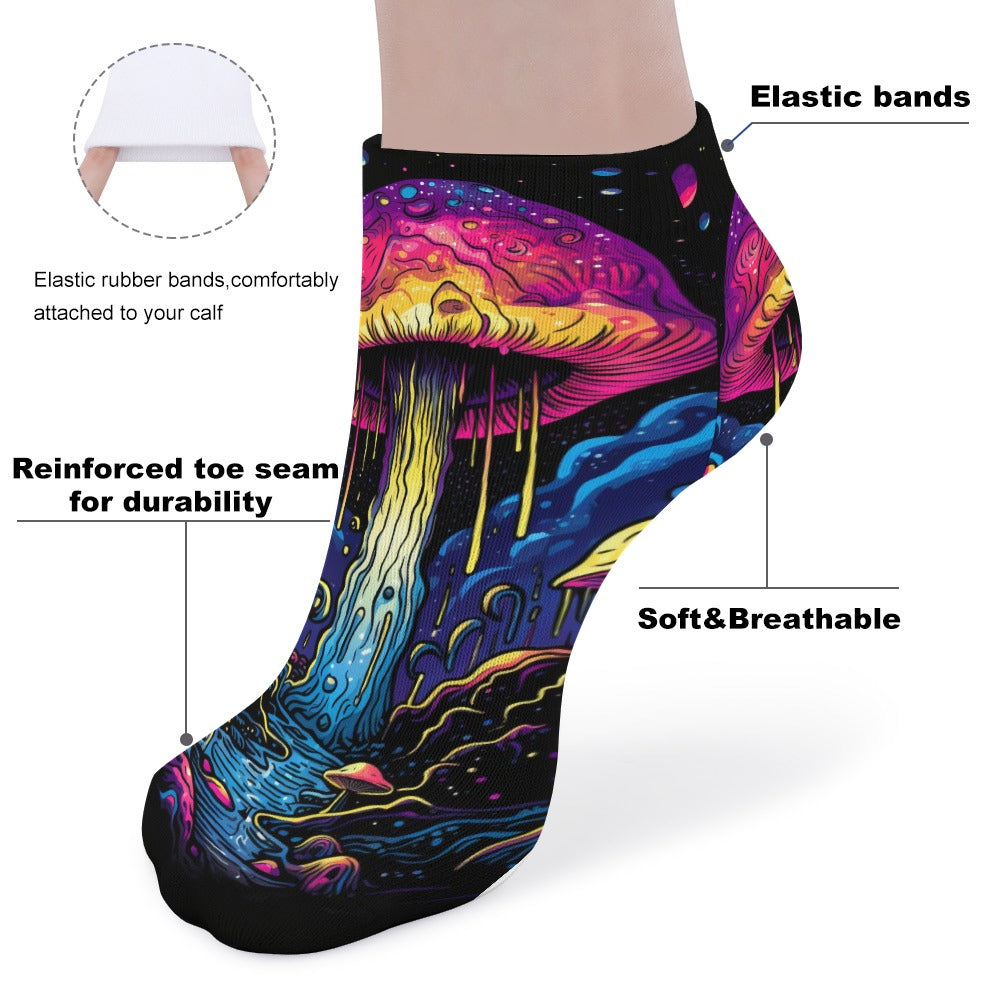 The Perfect Music Festival Ankle Socks (5 Pairs)  Sweat-Proof, Odor-Proof, Breathable Psychedelic Psilocybin Mushroom Socks