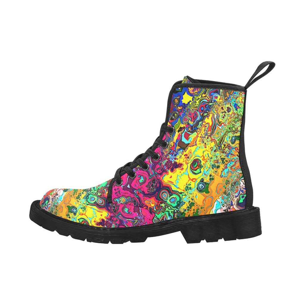 EDM Artist Logos Women's Lace Up Canvas Boots No-Slip Shoes for Hiking Camping Festivals
