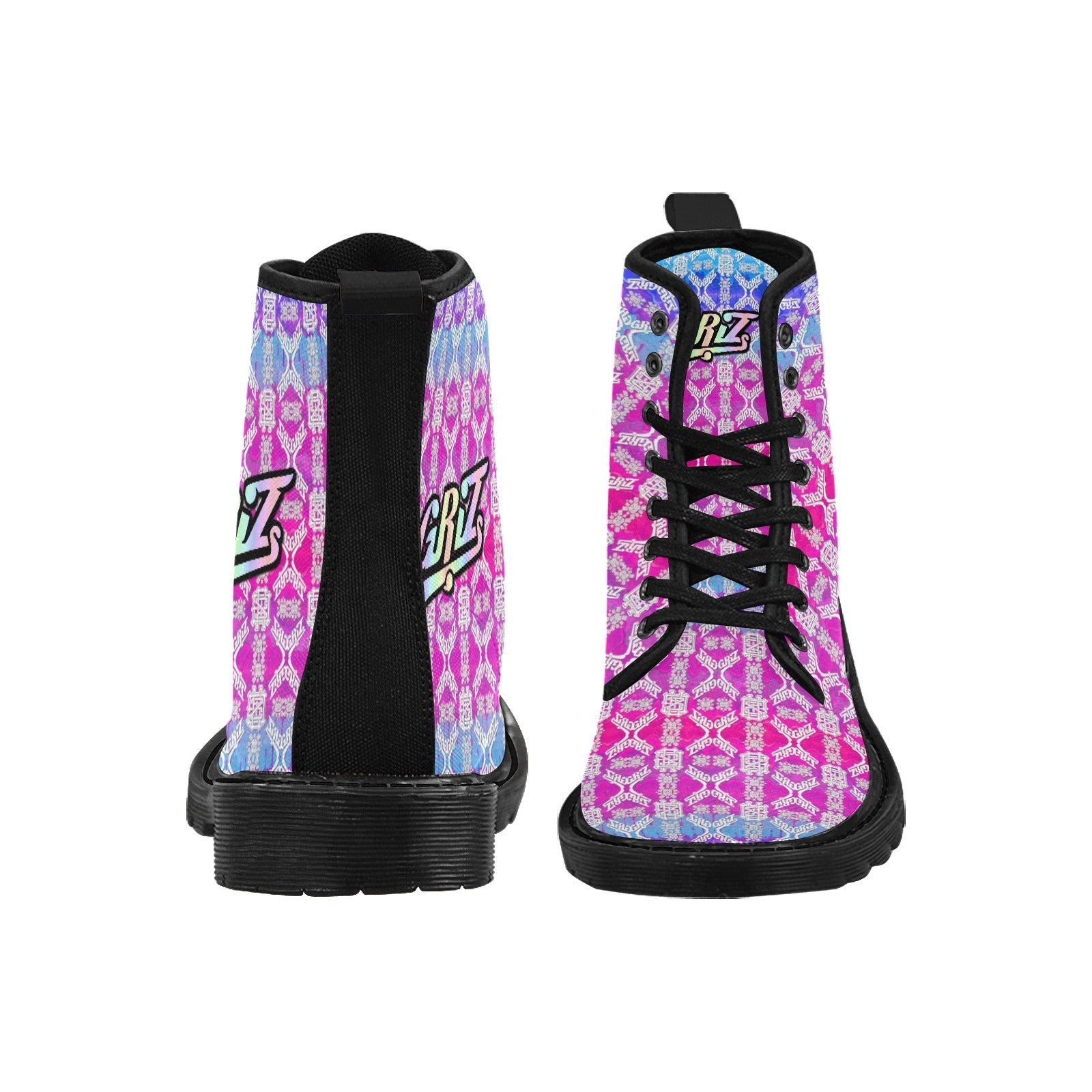 EDM Artist Logos Women's Lace Up Canvas Boots No-Slip Shoes for Hiking Camping Festivals