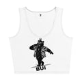 White tank top with a black bear graphic and 'BUI' text on a white background