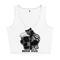 White tank top with a black bear holding a beer and 'BEER HUG' text on a white background