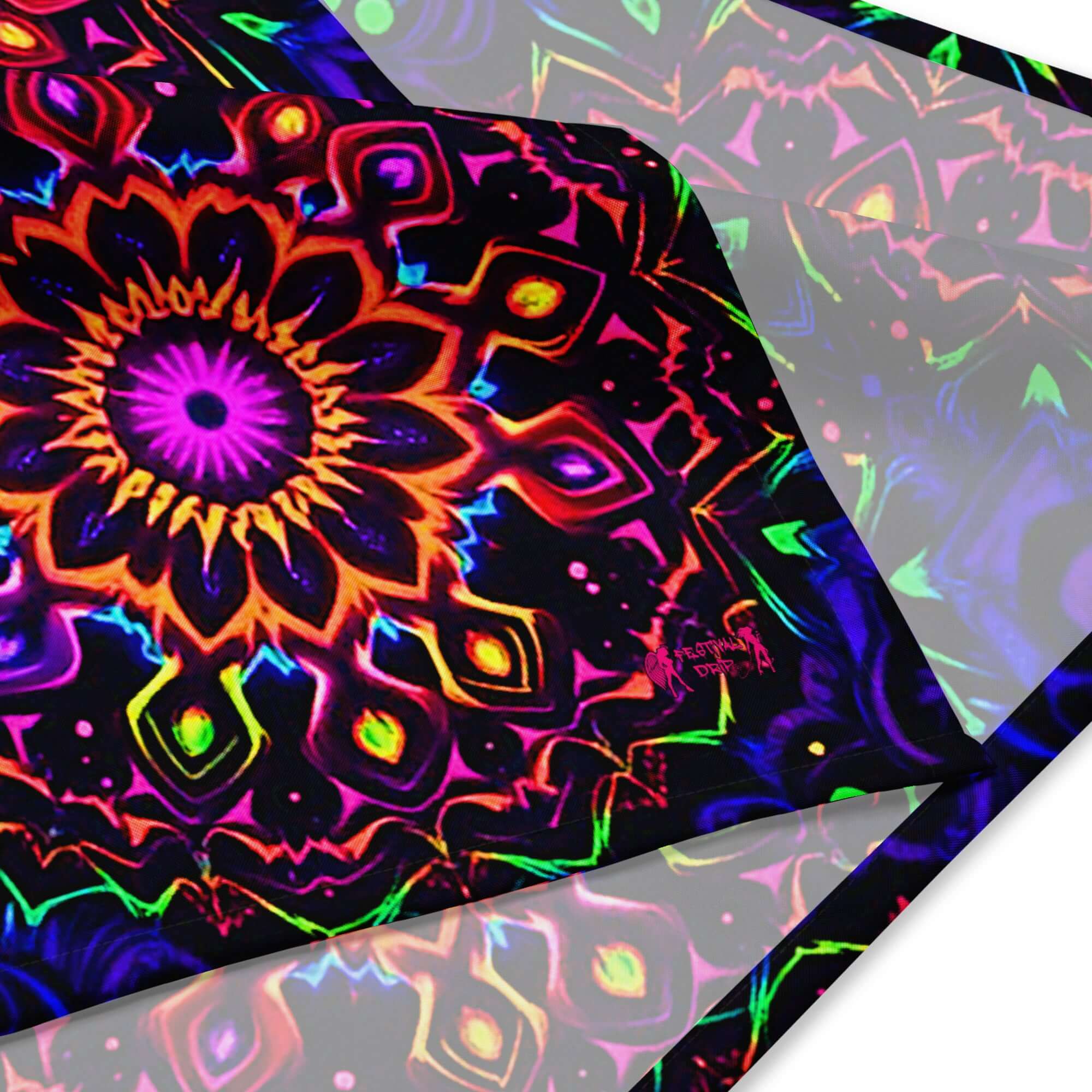 Psychedelic Crazy Mouth Rave Bandana Reversible Face Dust Mask for Music Festivals