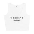 White tank top with 'TECHNO mom' text on a white background