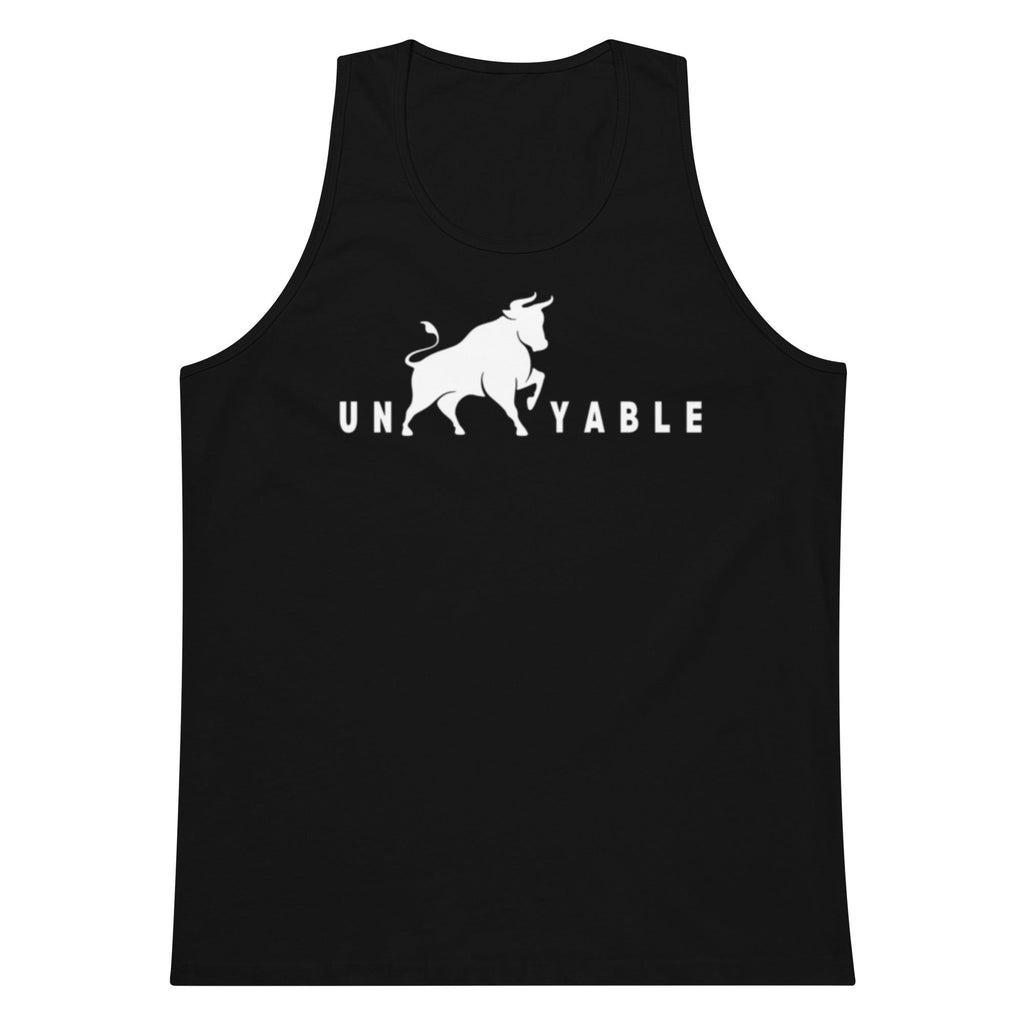 Green tank top with a bull graphic and 'UNBULLYABLE' text on a white background
