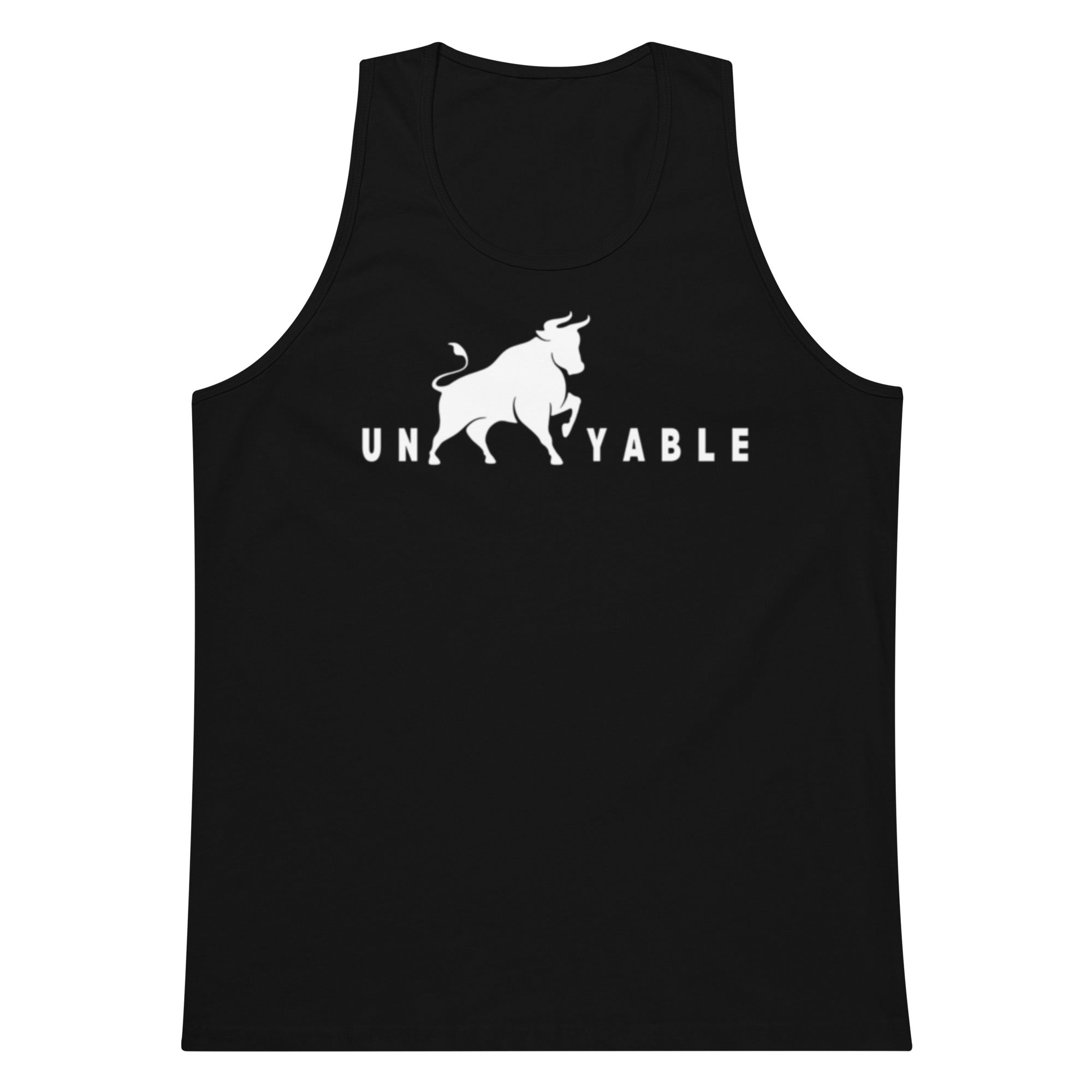 Green tank top with a bull graphic and 'UNBULLYABLE' text on a white background