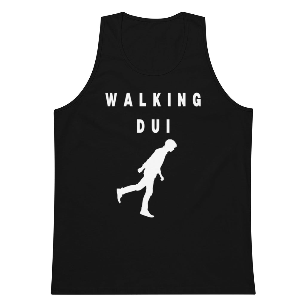 Gray tank top with 'WALKING DUI' text and silhouette on a white background