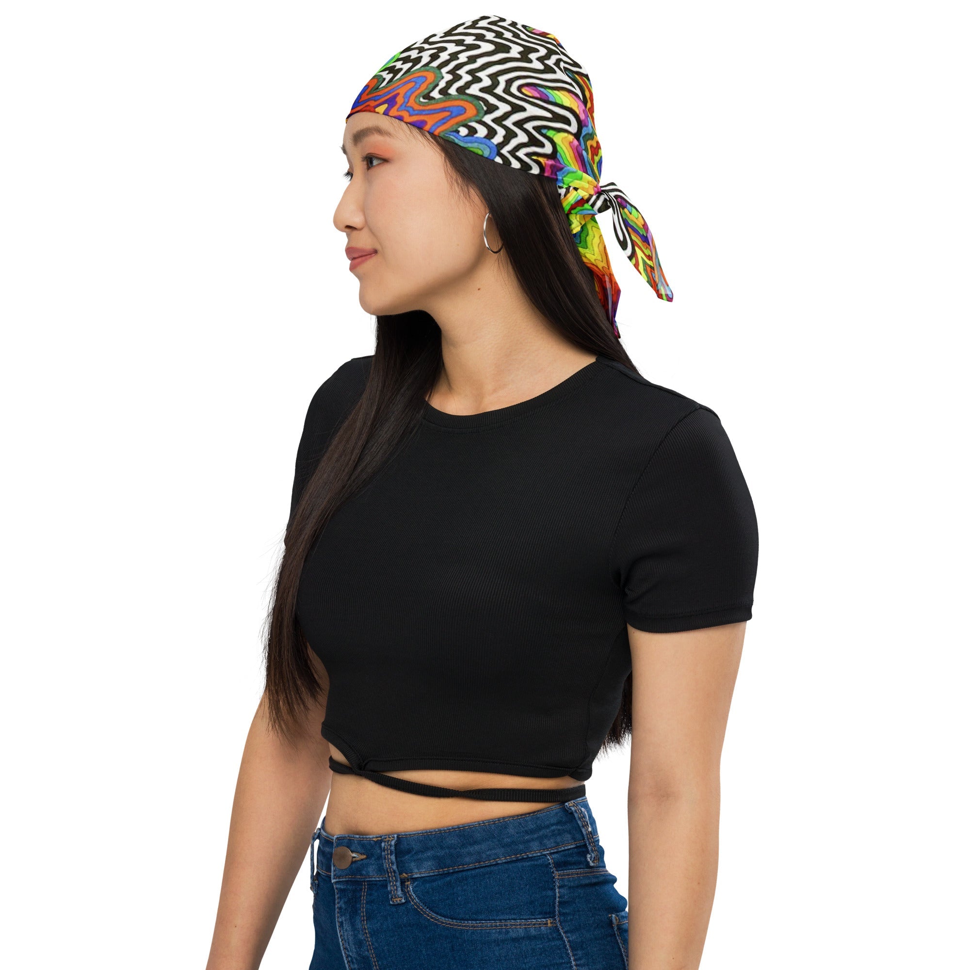 Psychedelic Rave Bandana Reversable Sweat Resistant Face Mask for Music Festivals Men Women