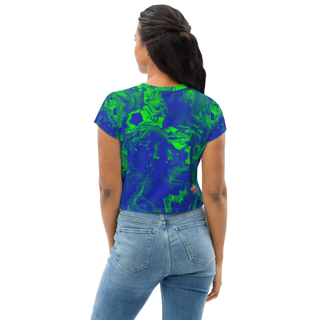 Color Grim Woman's Crop Top Tee For EDM Rave Festival Outfit Clothing