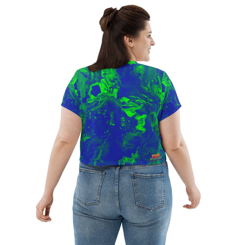 Color Grim Woman's Crop Top Tee For EDM Rave Festival Outfit Clothing