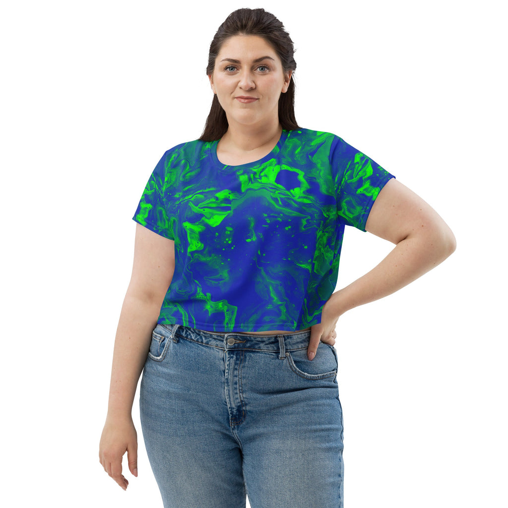 Color Grim Woman's Crop Top Tee For EDM Rave Festival Outfit Clothing