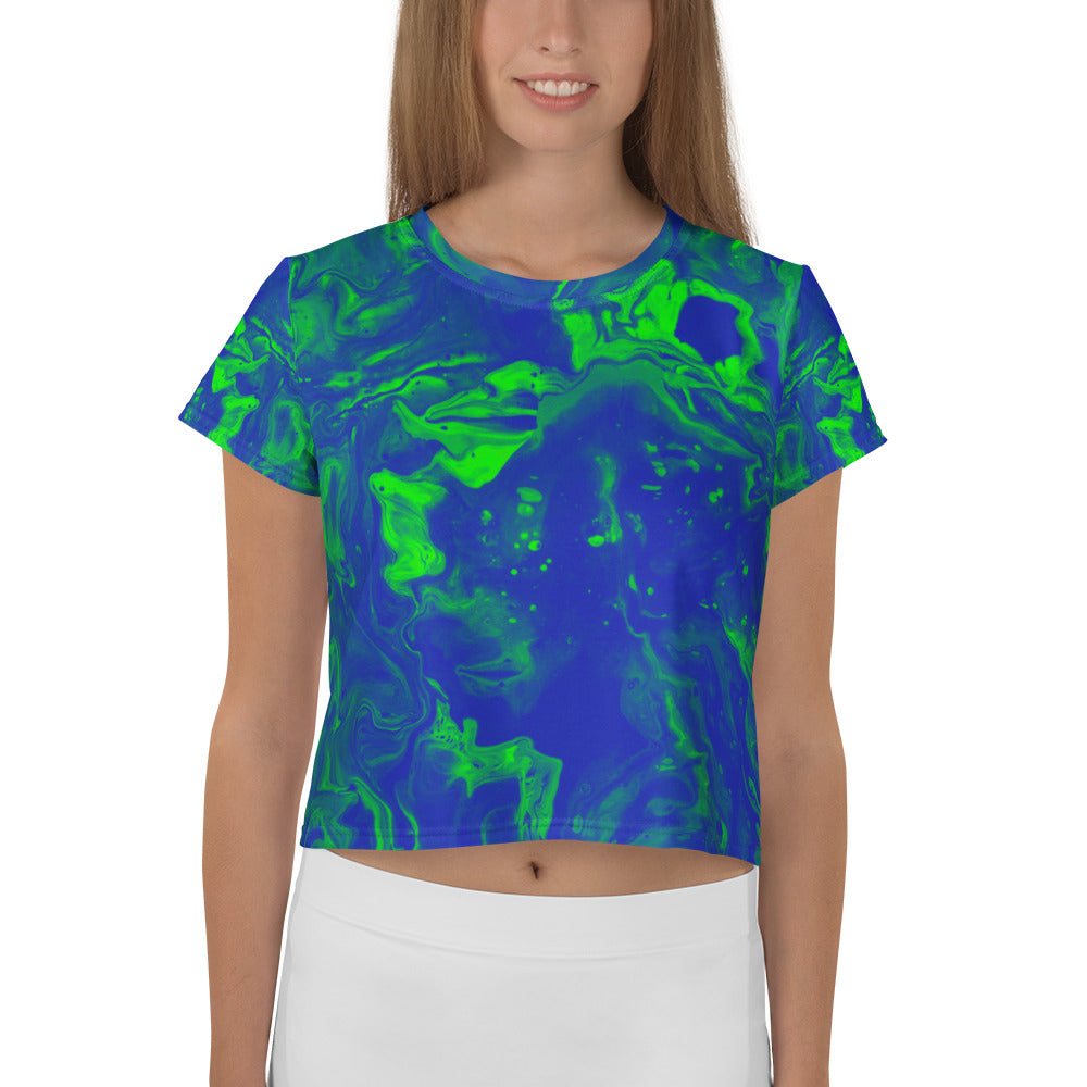 Color Grim Woman's Crop Top Tee For EDM Rave Festival Outfit Clothing
