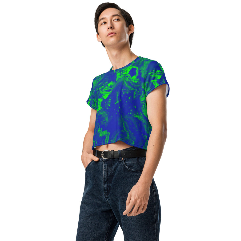 Color Grim Woman's Crop Top Tee For EDM Rave Festival Outfit Clothing