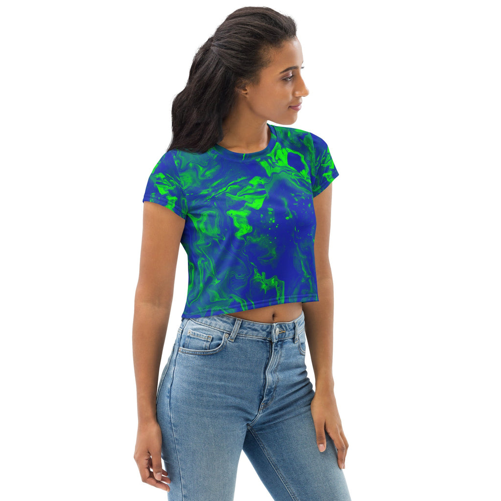 Color Grim Woman's Crop Top Tee For EDM Rave Festival Outfit Clothing