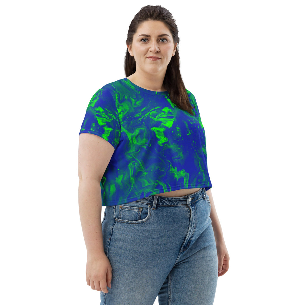 Color Grim Woman's Crop Top Tee For EDM Rave Festival Outfit Clothing