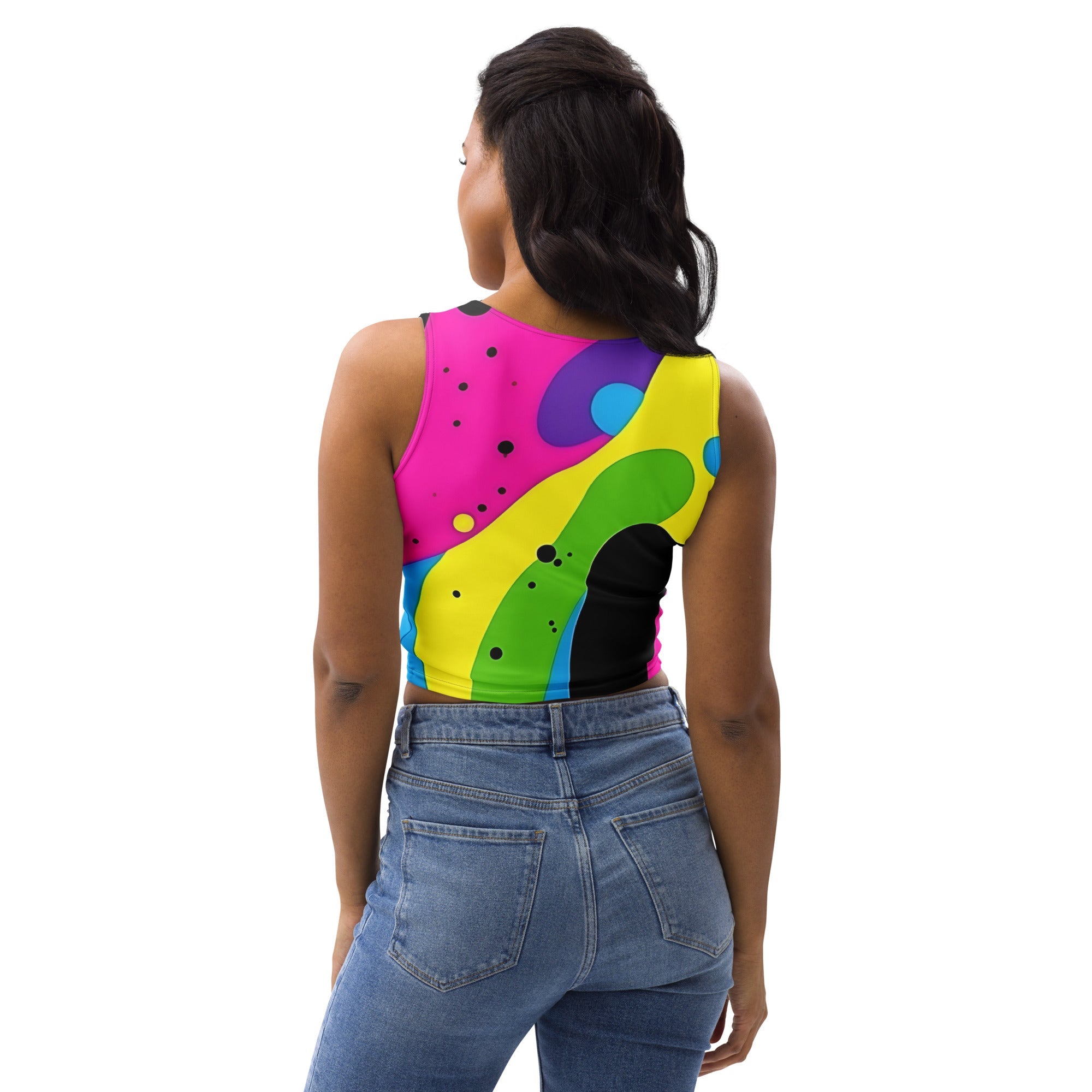Color Splash Woman's Crop Top Tank Top For EDM Rave Festival Outfit Clothing