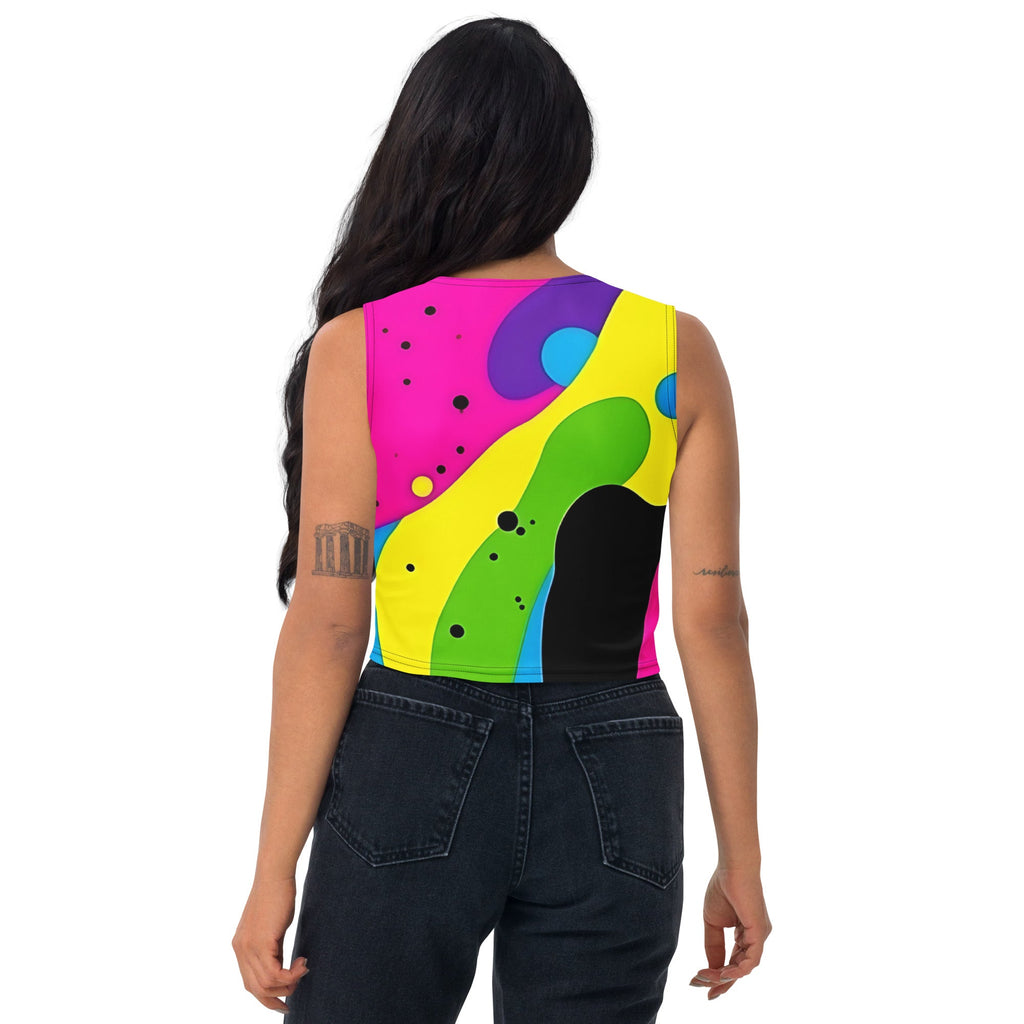 Color Splash Woman's Crop Top Tank Top For EDM Rave Festival Outfit Clothing