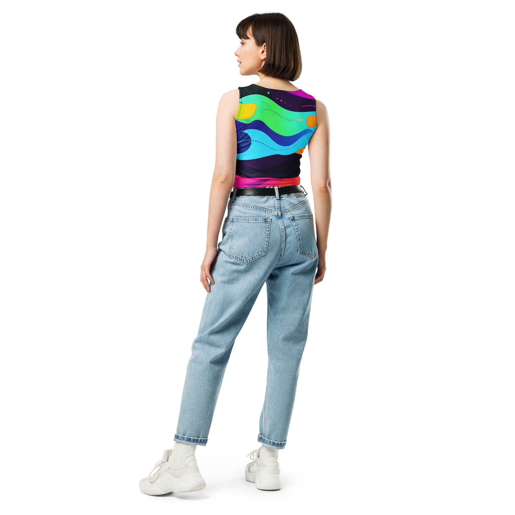 Color Wave Woman's Crop Top Tank Top For EDM Rave Festival Outfit Clothing