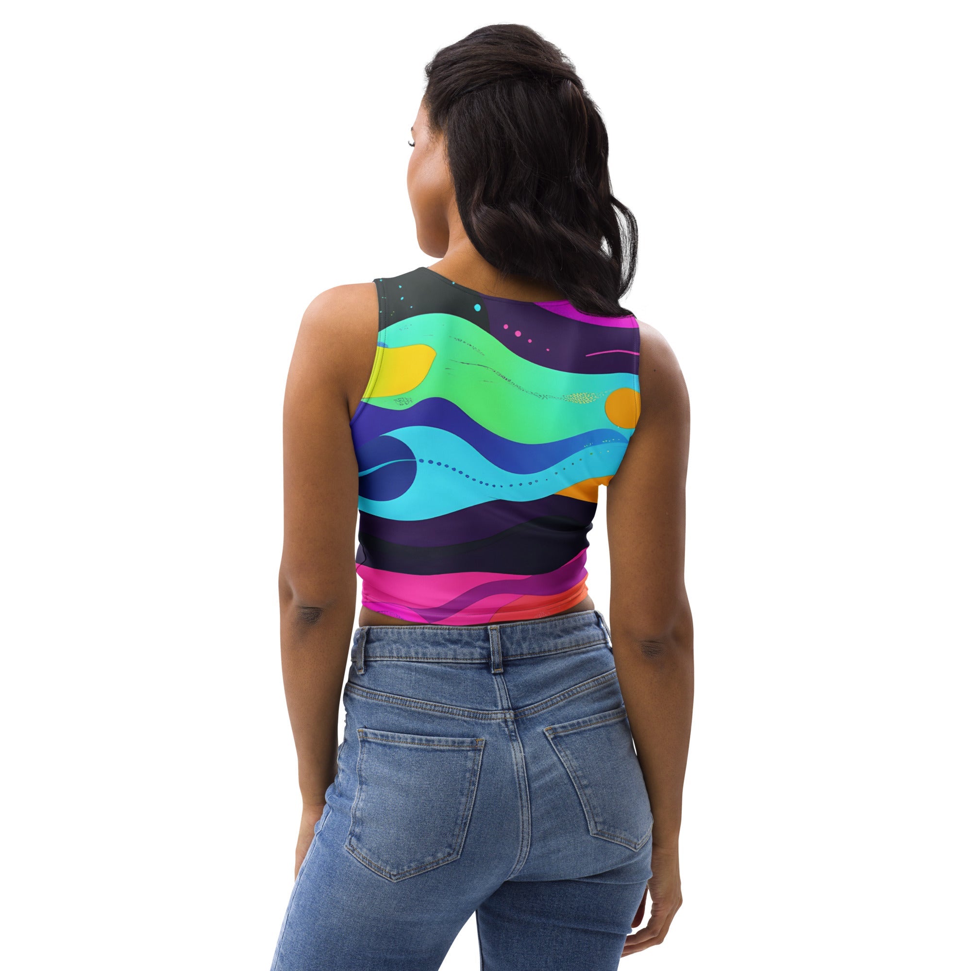 Color Wave Woman's Crop Top Tank Top For EDM Rave Festival Outfit Clothing