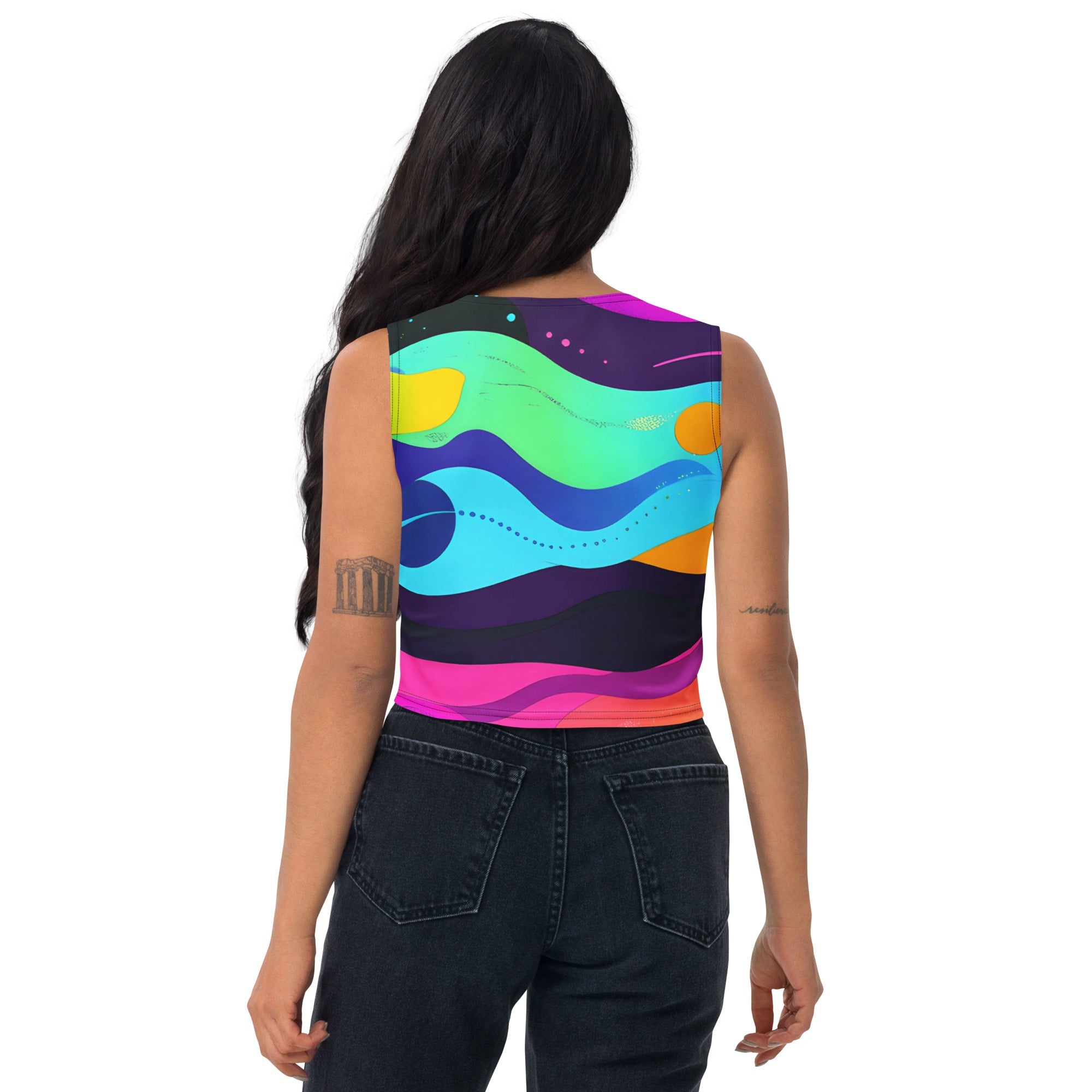 Color Wave Woman's Crop Top Tank Top For EDM Rave Festival Outfit Clothing