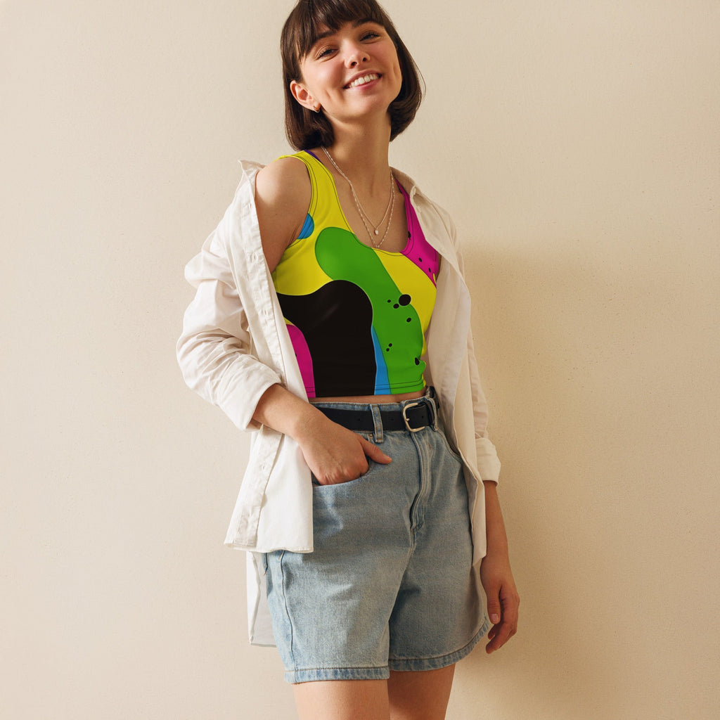 Color Splash Woman's Crop Top Tank Top For EDM Rave Festival Outfit Clothing