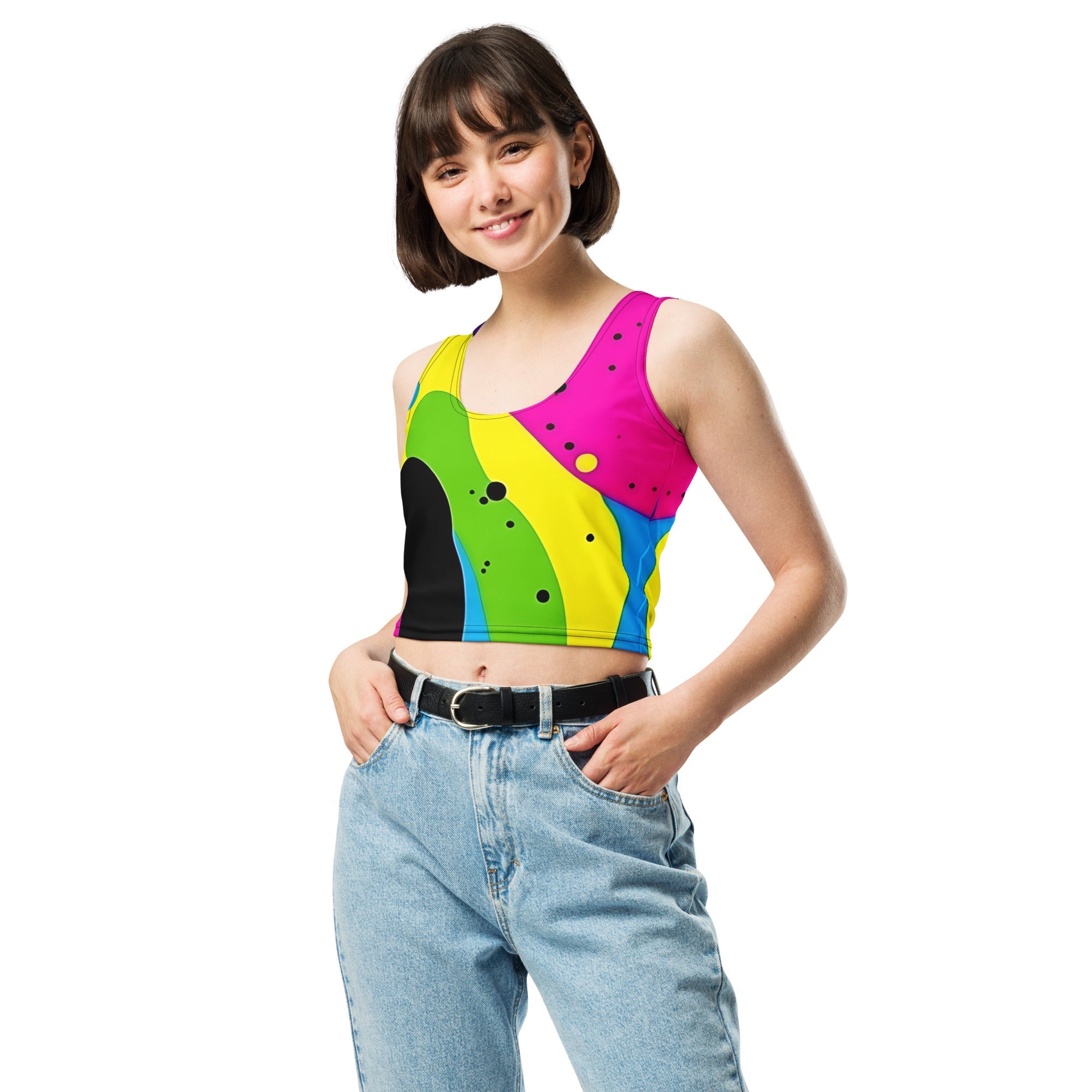 Color Splash Woman's Crop Top Tank Top For EDM Rave Festival Outfit Clothing