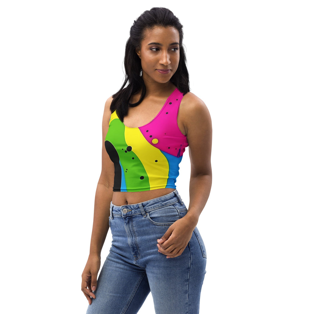 Color Splash Woman's Crop Top Tank Top For EDM Rave Festival Outfit Clothing