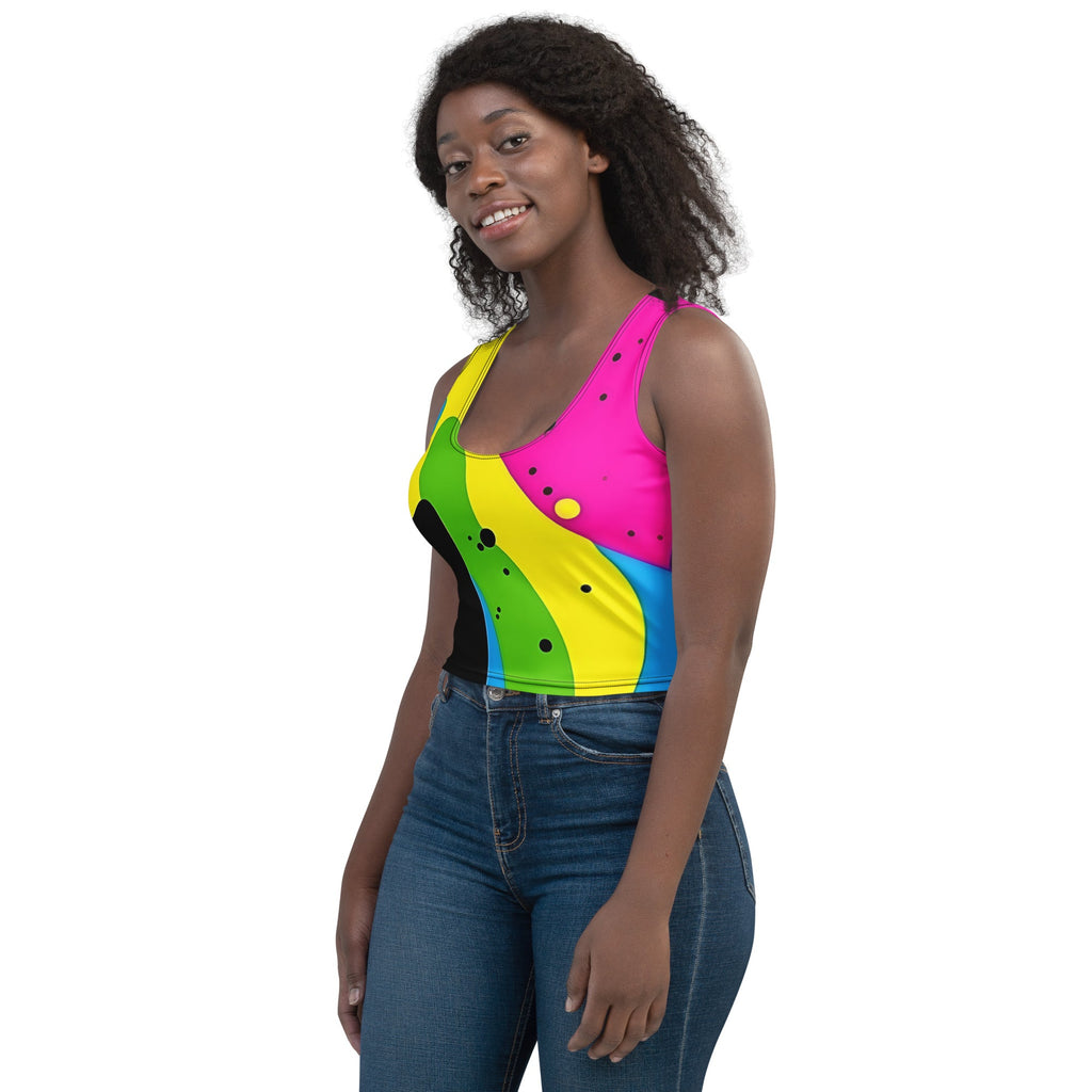 Color Splash Woman's Crop Top Tank Top For EDM Rave Festival Outfit Clothing