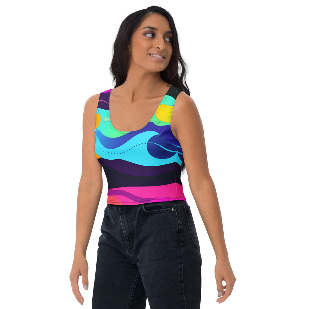 Color Wave Woman's Crop Top Tank Top For EDM Rave Festival Outfit Clothing