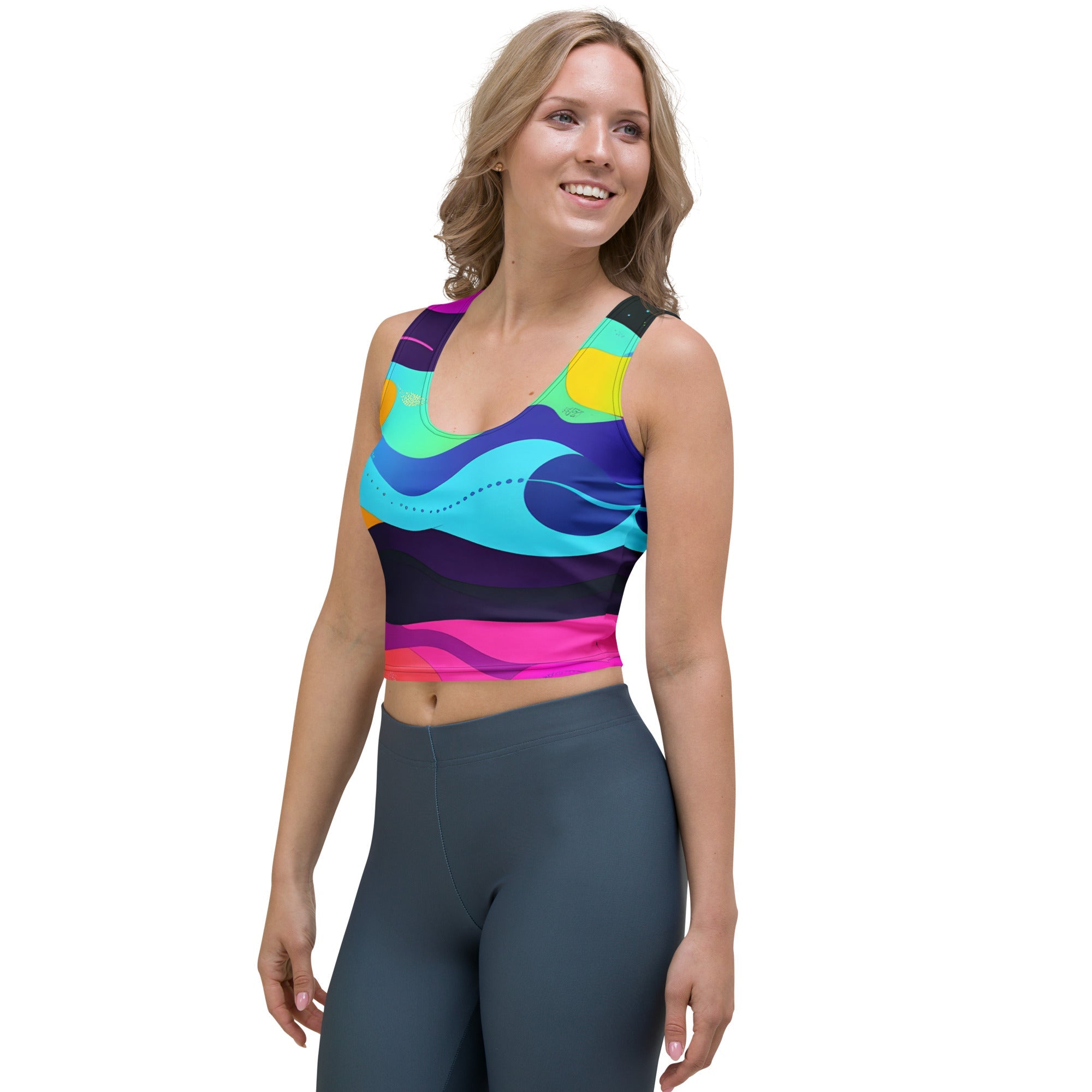 Color Wave Woman's Crop Top Tank Top For EDM Rave Festival Outfit Clothing