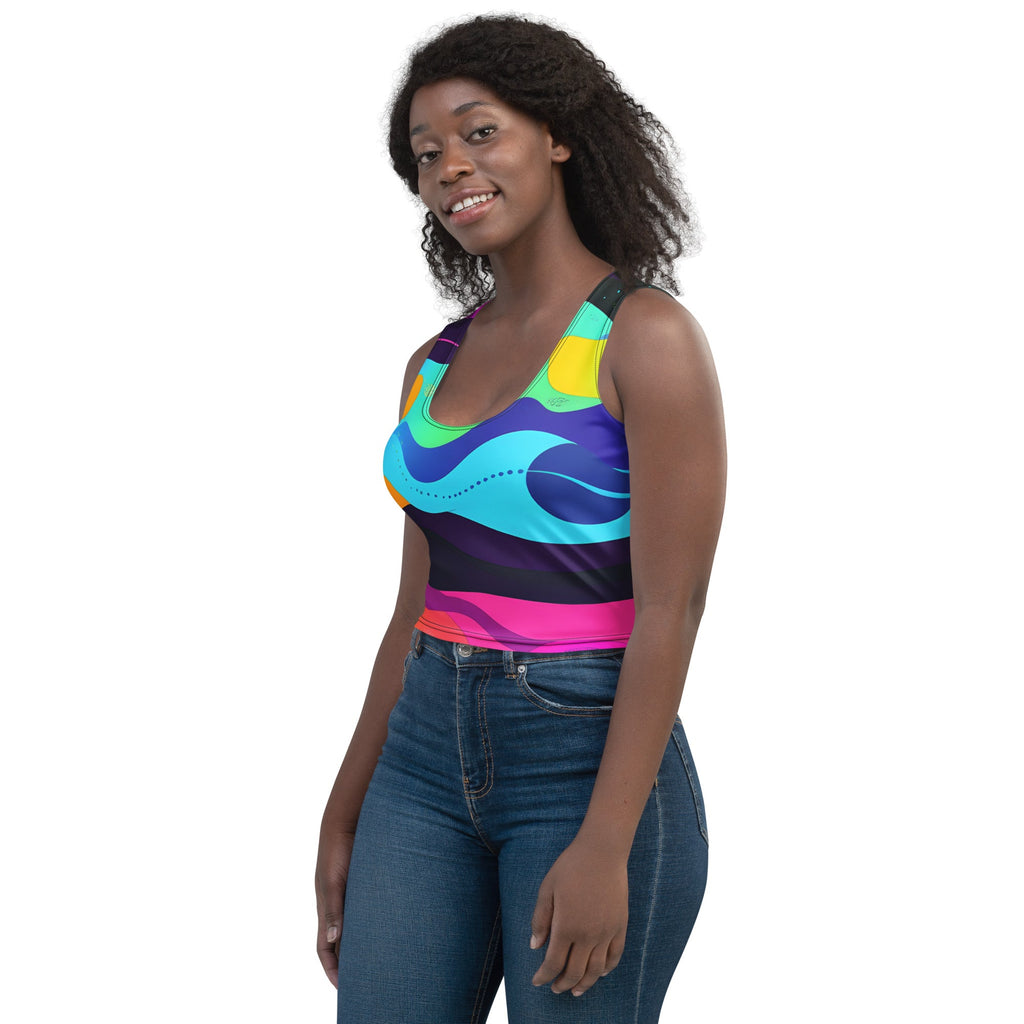 Color Wave Woman's Crop Top Tank Top For EDM Rave Festival Outfit Clothing