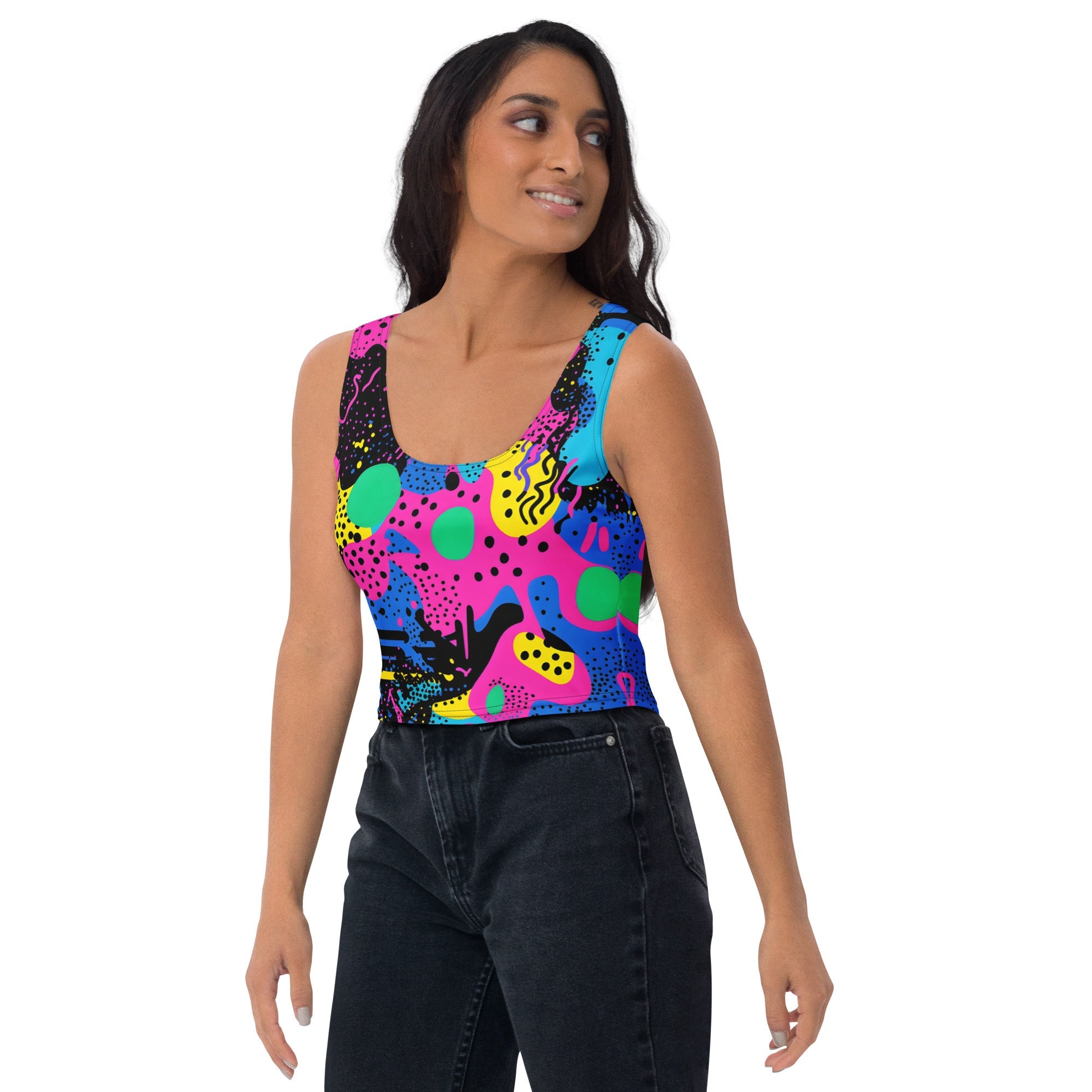 Retro Color Woman's Crop Top Tank Top For EDM Rave Festival Outfit Clothing
