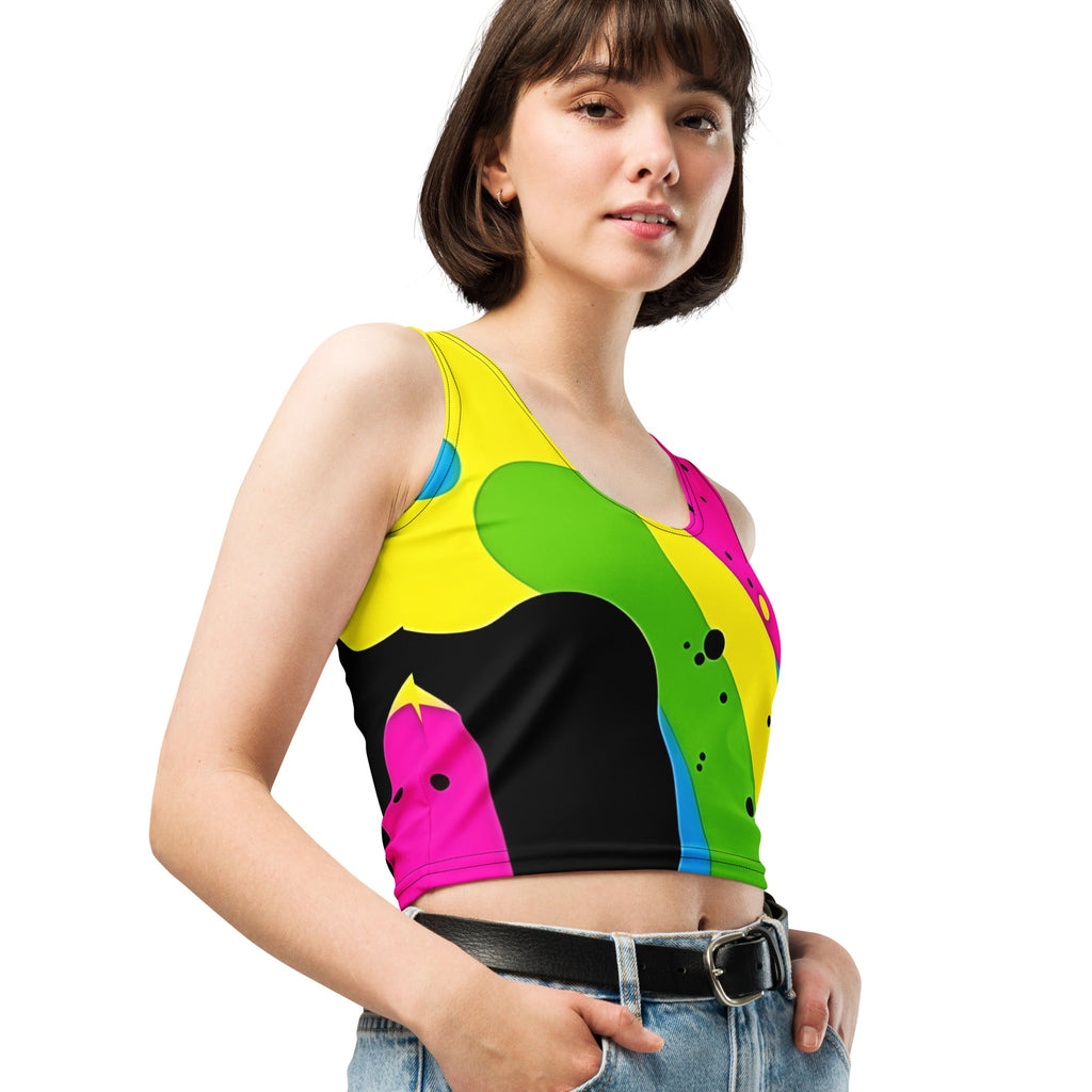 Color Splash Woman's Crop Top Tank Top For EDM Rave Festival Outfit Clothing