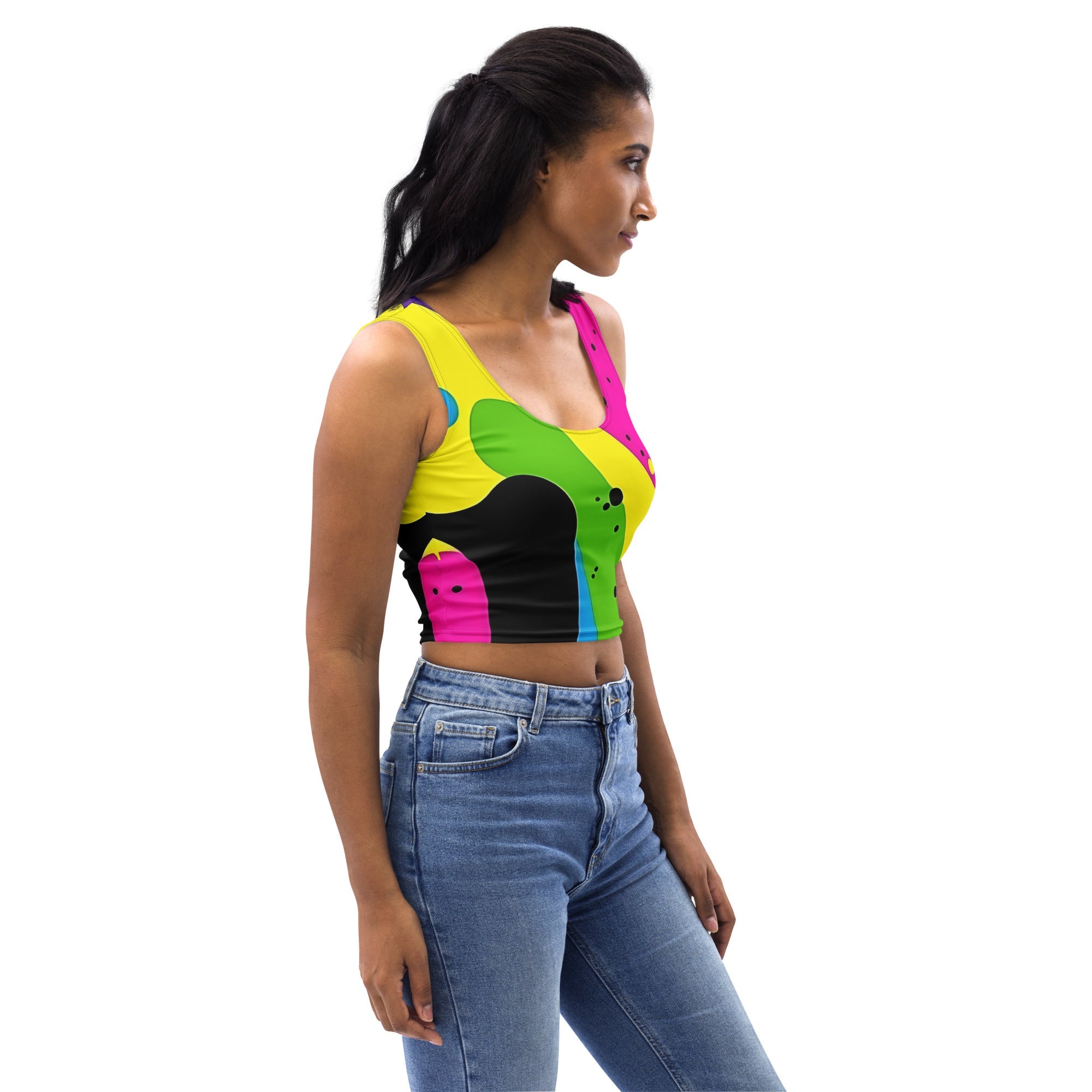 Color Splash Woman's Crop Top Tank Top For EDM Rave Festival Outfit Clothing