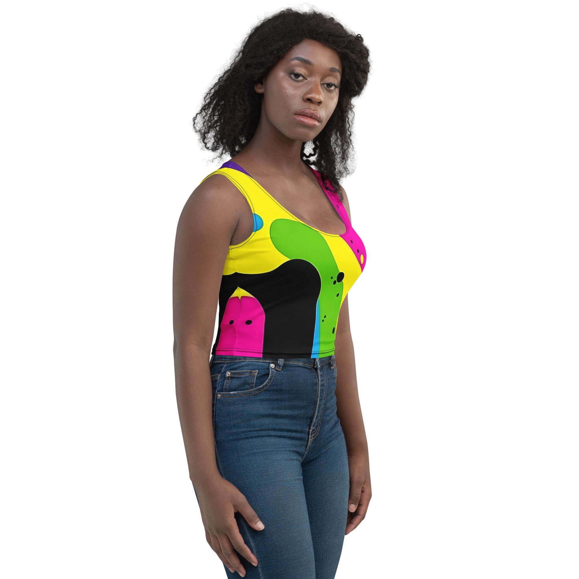 Color Splash Woman's Crop Top Tank Top For EDM Rave Festival Outfit Clothing