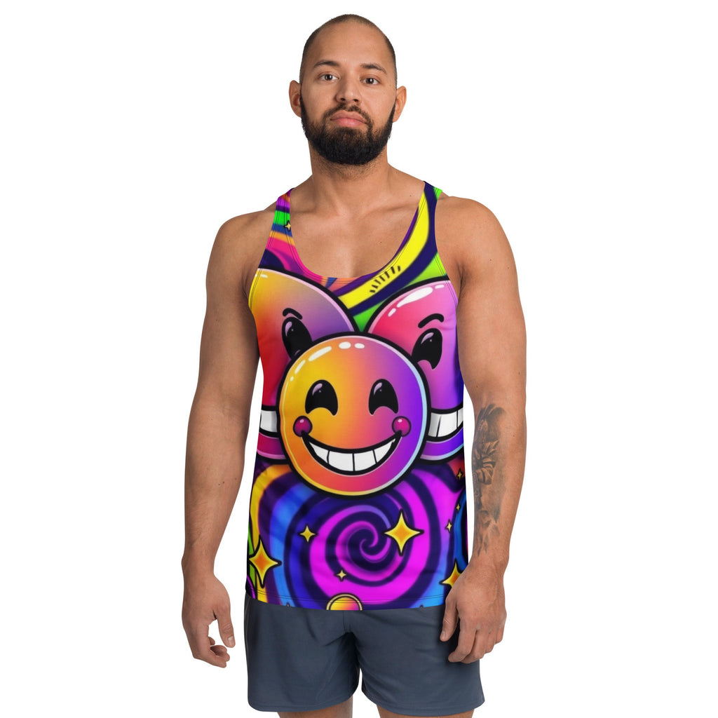 Neon Smiling Tank Top For EDM Rave Festival Outfit Clothing