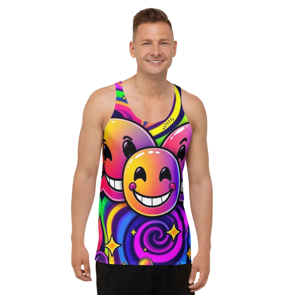 Neon Smiling Tank Top For EDM Rave Festival Outfit Clothing