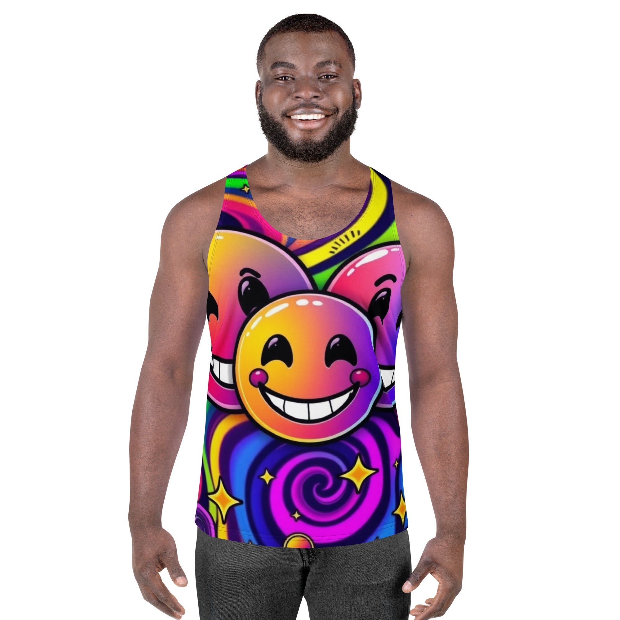 Neon Smiling Tank Top For EDM Rave Festival Outfit Clothing
