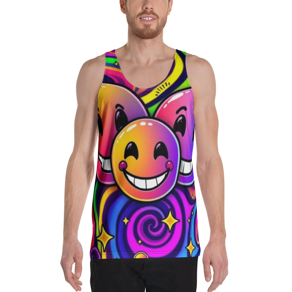 Neon Smiling Tank Top For EDM Rave Festival Outfit Clothing
