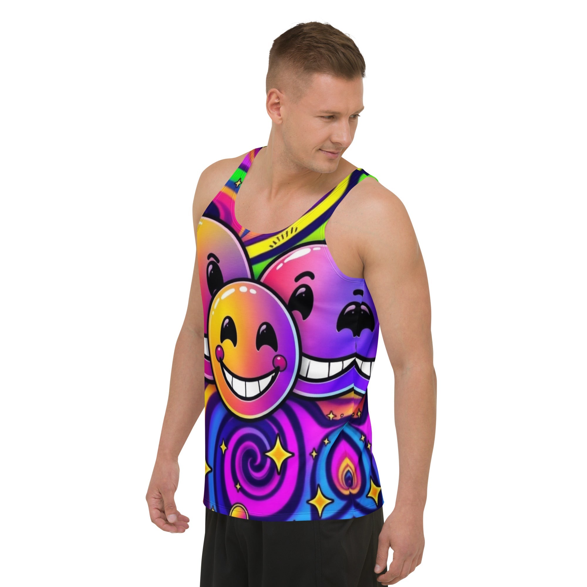 Neon Smiling Tank Top For EDM Rave Festival Outfit Clothing