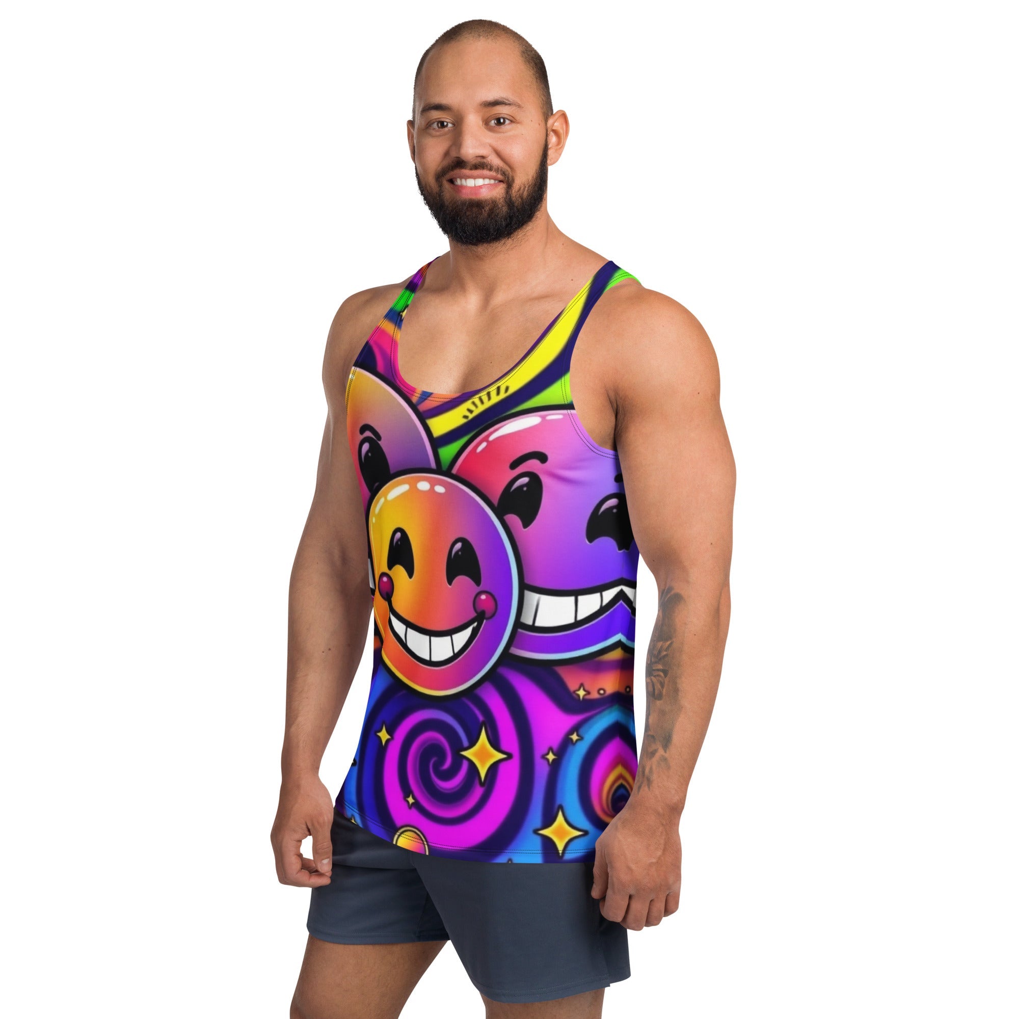 Neon Smiling Tank Top For EDM Rave Festival Outfit Clothing