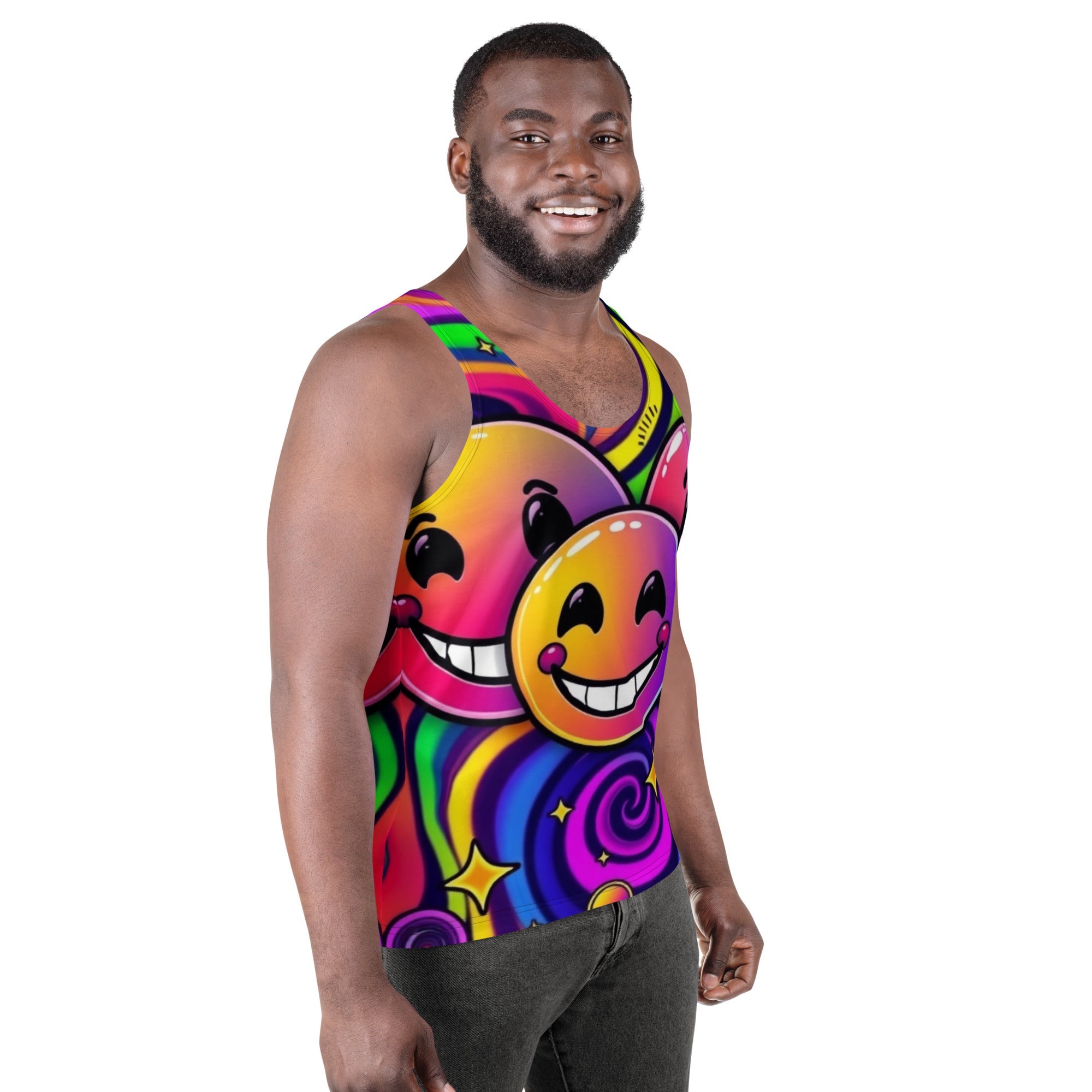 Neon Smiling Tank Top For EDM Rave Festival Outfit Clothing