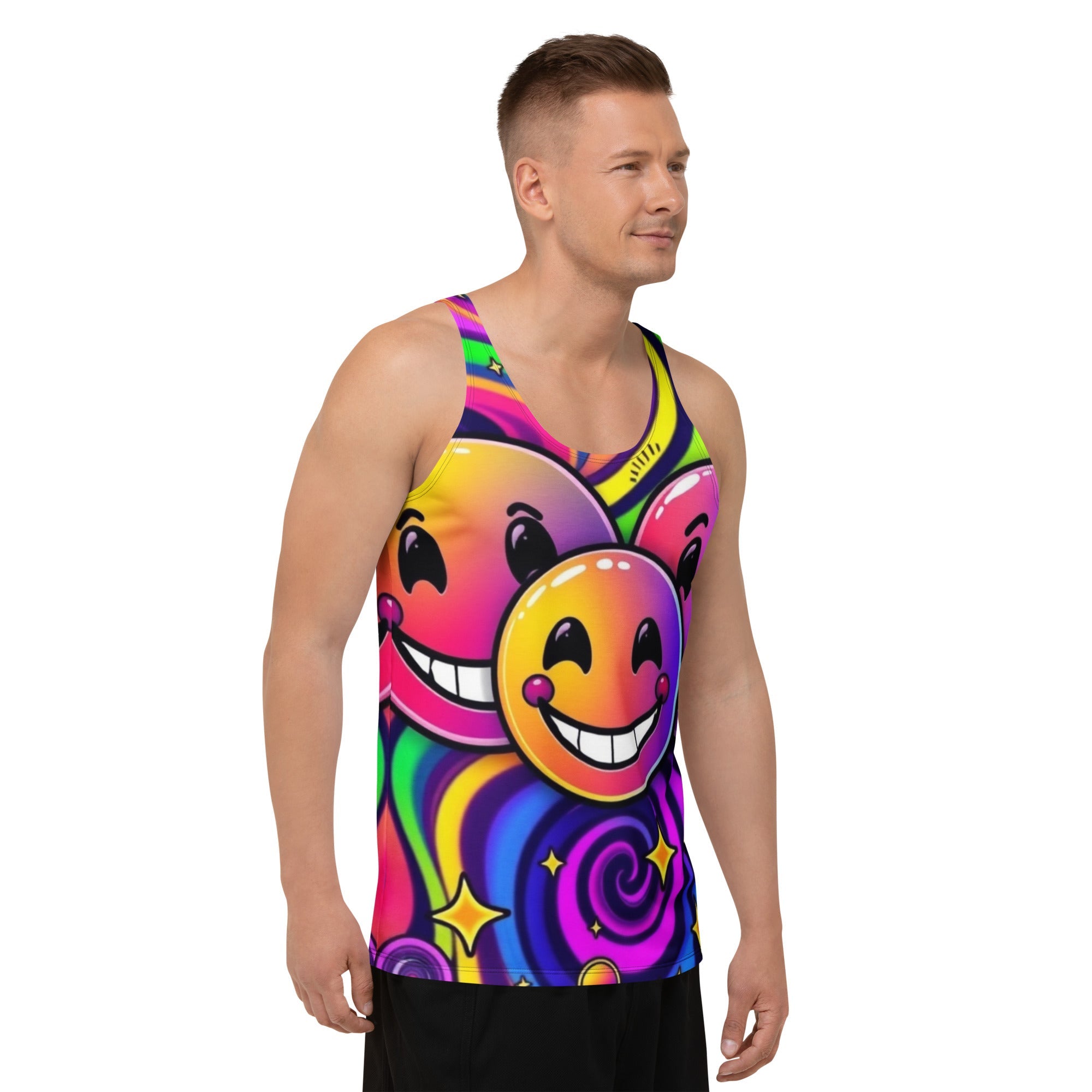 Neon Smiling Tank Top For EDM Rave Festival Outfit Clothing