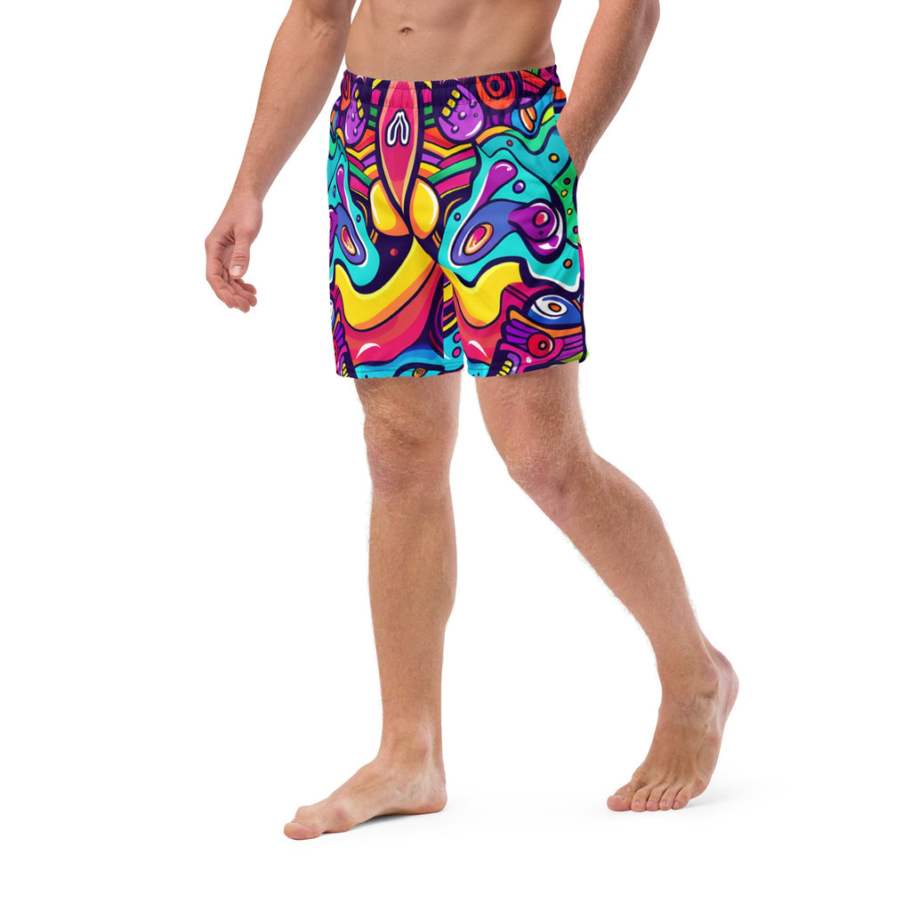 Alien Vision Swim Trunks For EDM Rave Festival Outfit Clothing