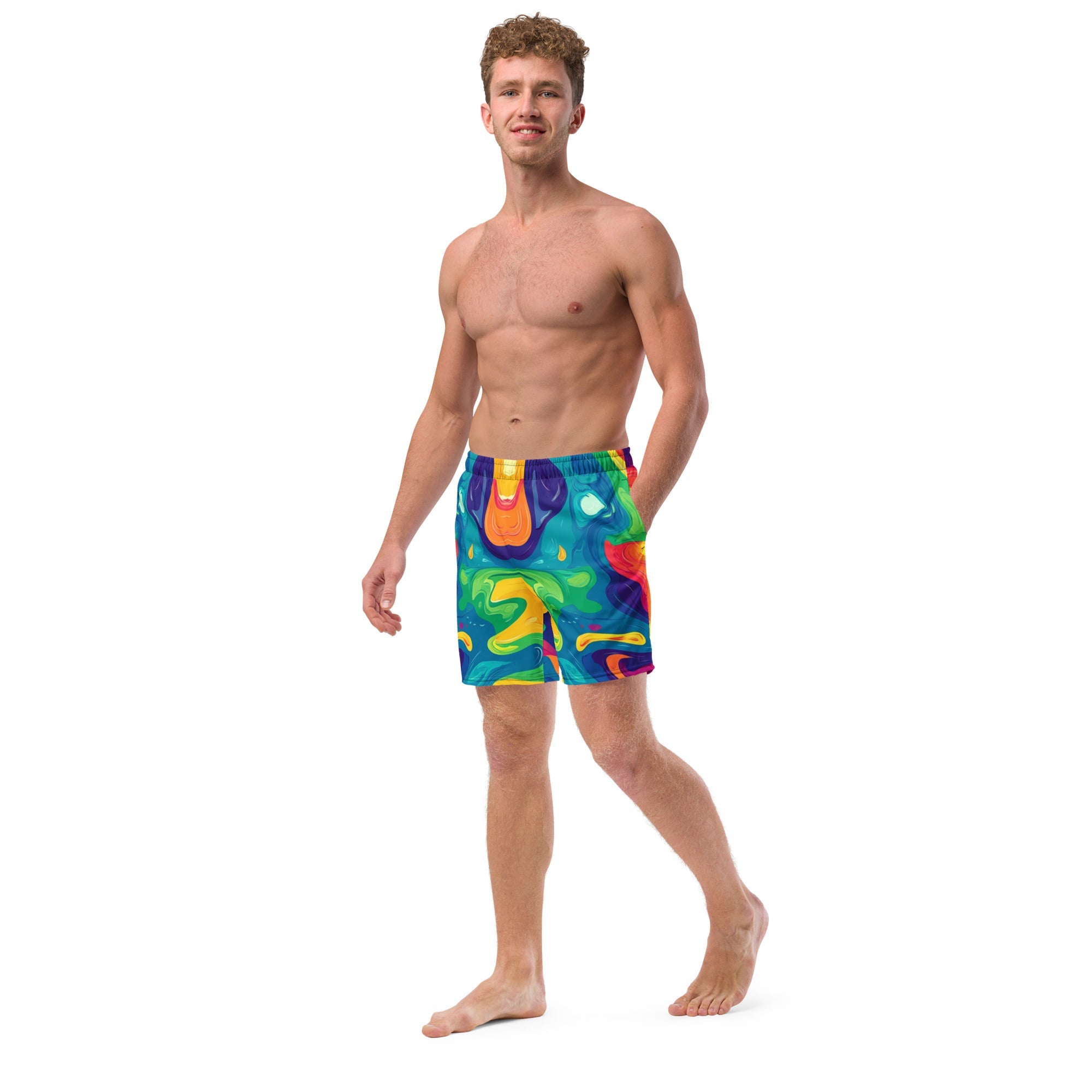 Acid Melt Swim Trunks For EDM Rave Festival Outfit Clothing
