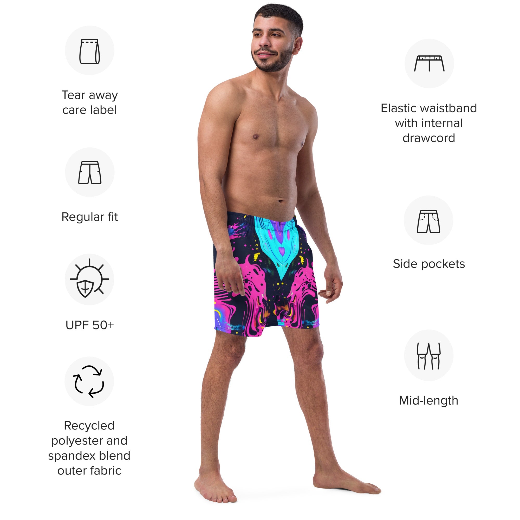 Galaxy Trip Swim Trunks For EDM Rave Festival Outfit Clothing