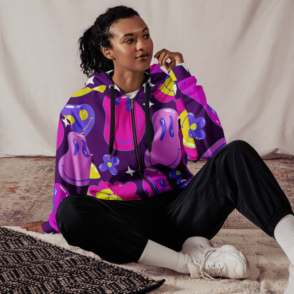 Purple Trip Zip Up Hoodie For EDM Rave Festival Outfit Clothing