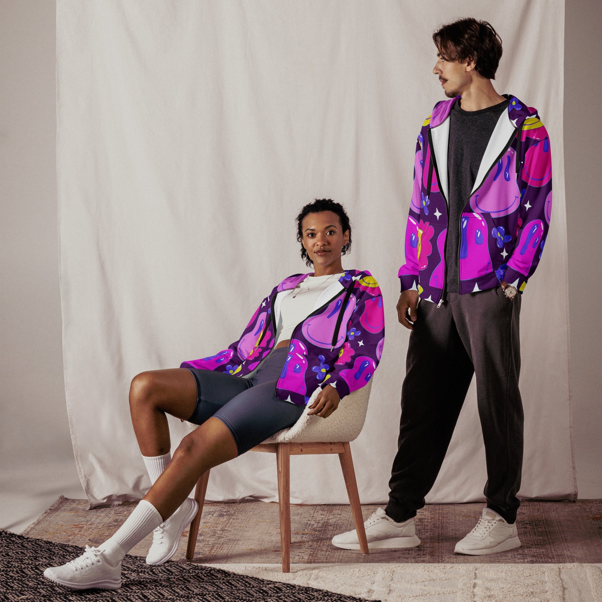 Purple Trip Zip Up Hoodie For EDM Rave Festival Outfit Clothing